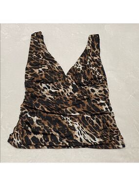 Inches Off Leopard Print Tankini Swim Top Sz 10